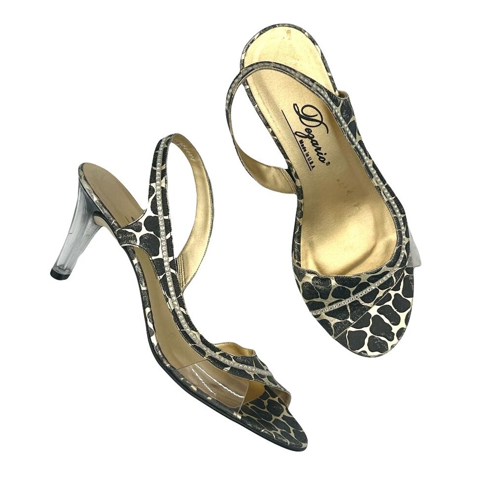 Dezario Vintage 90s Giraffe Print Rhinestone Slingback Heels